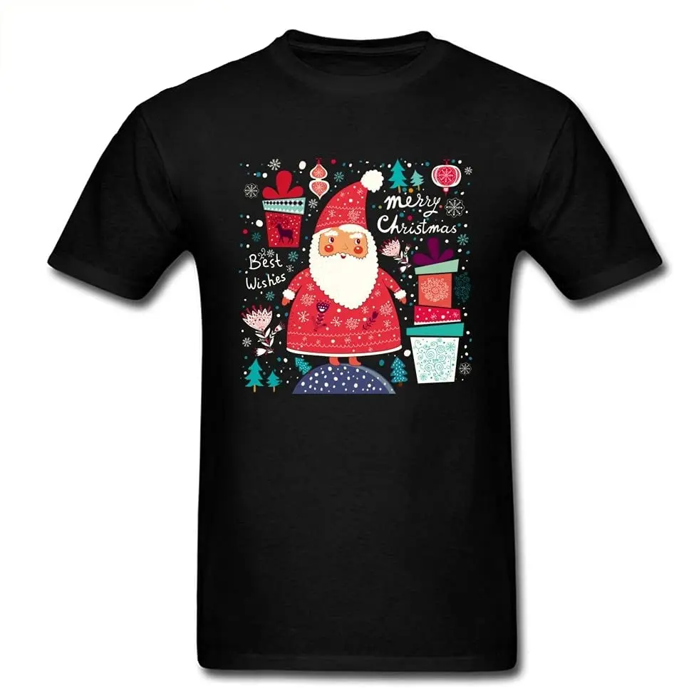 

Kawaii Mens T Shirts Santa Claus Print Tshirt Christmas Tree T-Shirt Summer/Autumn Tops & Tees Men