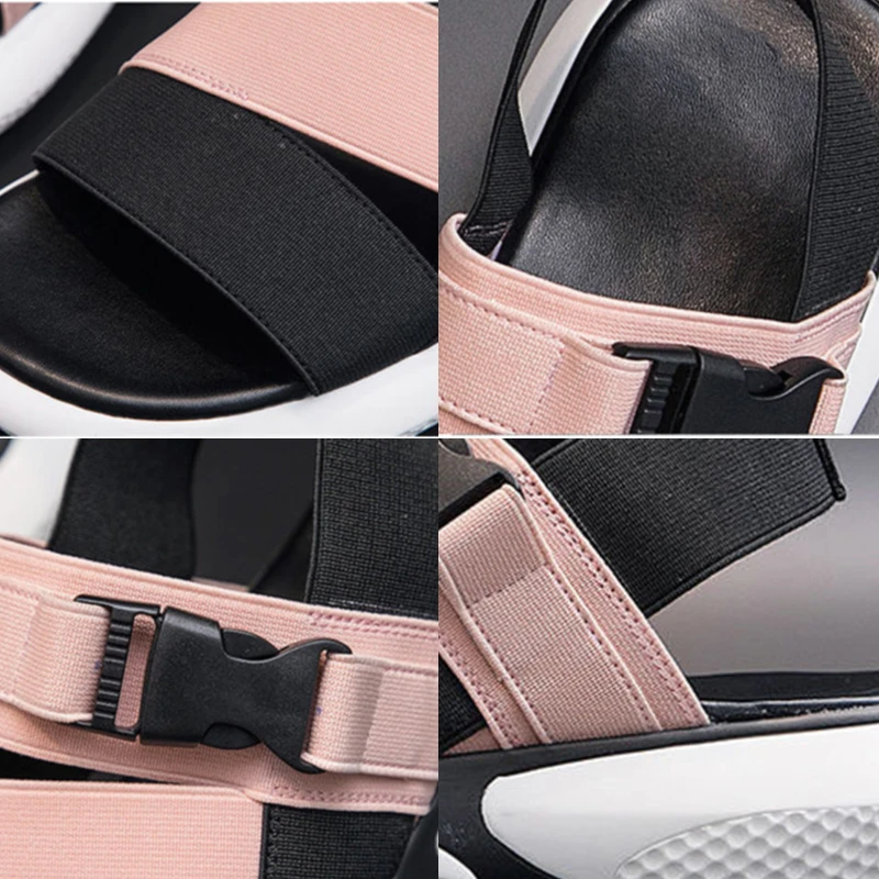 

Fashion open toe women's sports sandals T-buckle platform shoes with high heels 2021 summer flat casual shoes female slippers