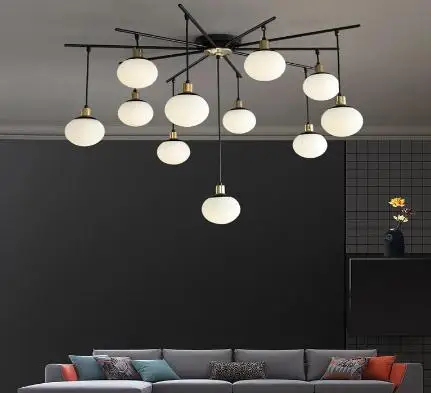 

Nordic Living Room LED Chandelier Glass Ball Lights Magic Bean Chandelier Postmodern Minimalist Restaurant Creative Chandeliers