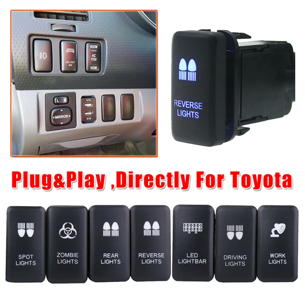 For Toyota Tacoma F-J Cruiser 4Runner Highlander LED Light Bar Switch Push Button Car Signal Light Switch Automobile Accessory