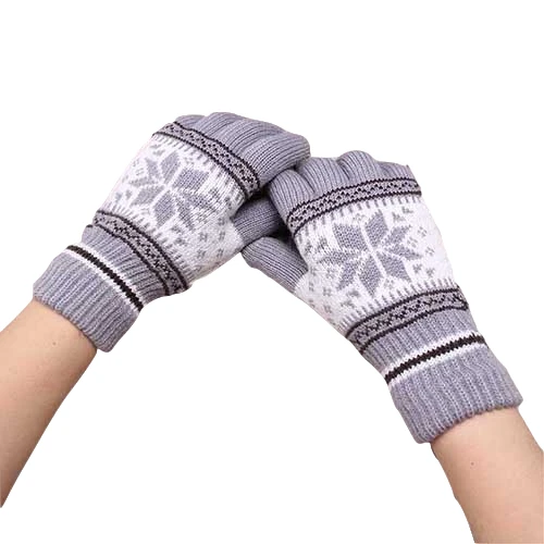 H Лидер продаж Модные Guantes для мужчин и женщин зимние теплые перчатки вязание снежинка шаблон полный палец перчатки и варежки Luvas - Цвет: Type 1