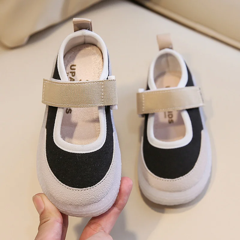 

2021 Spring Autumn New Boy Girls Sneakers Korean Soft Jelly Sole Retro Mary Jane Canvas Children Shoes Casual Sneakers Kid Shoes