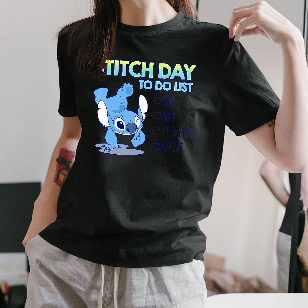 

Женская футболка с коротким рукавом и принтом «Лило и Ститч»