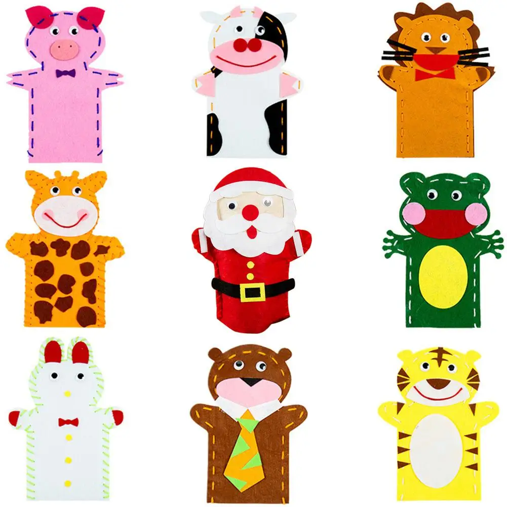 

Children DIY Handmade Cloth Puppets Free Cutting Paste Sewing Xmas Decoration DIY Craft Non-Woven Fabric Hand- Eye Coordination