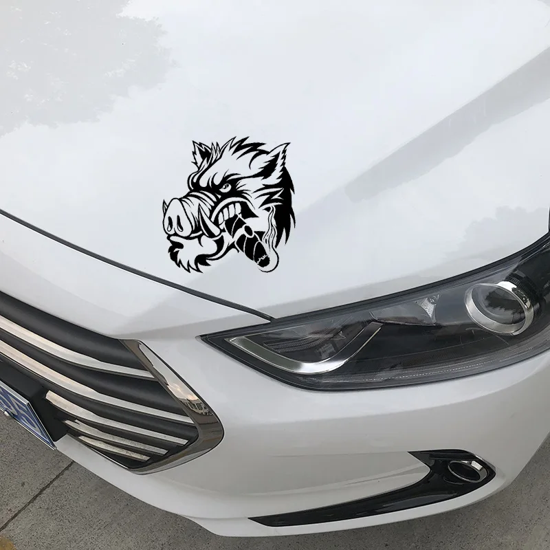 

Hot Lifelike A Ferocious Wild Boar Car Sticker Black Silver Cover Scratches Waterproof Pvc 17.2CM X 17.8CM