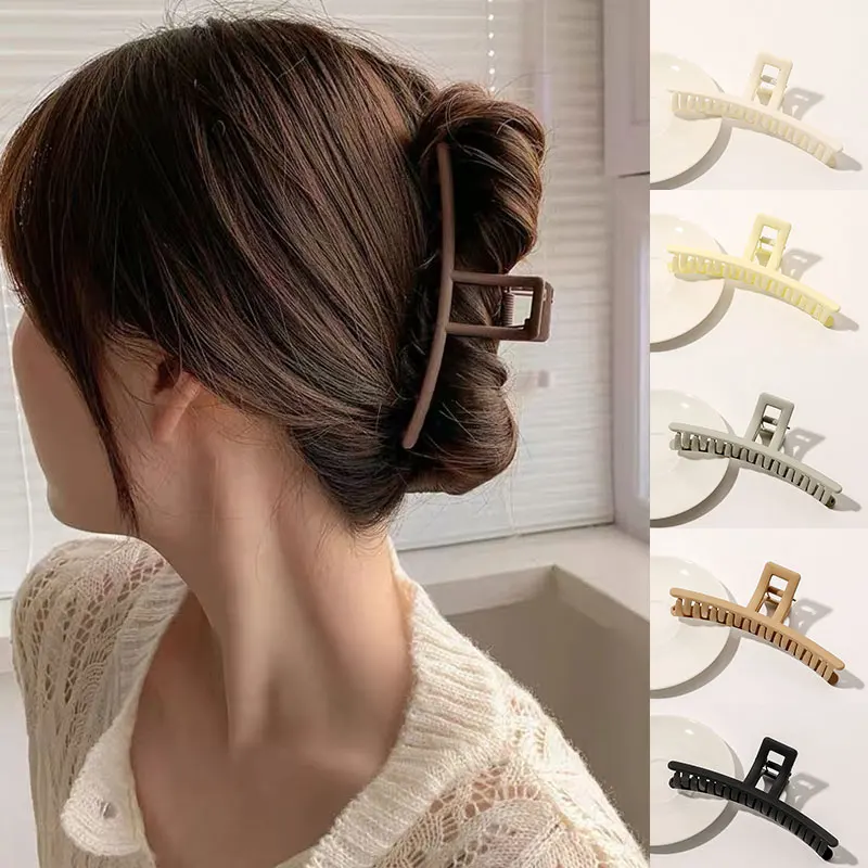 

Korean Frosted Matte French Hair Claw For Women 2021 Fashion Back Large Grab Clip Temperament Girl Vintage Hair Accessories Gift