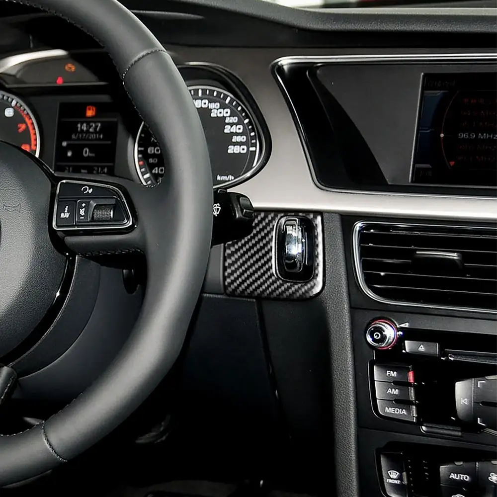 Для Audi углеродное волокно старт двигателя автомобиля ключ рамка Крышка отделка