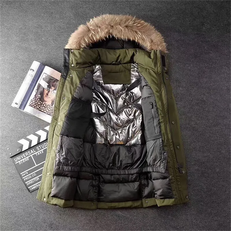 Мужская зимняя длинная куртка с карманами в стиле милитари|Мужские парки| |