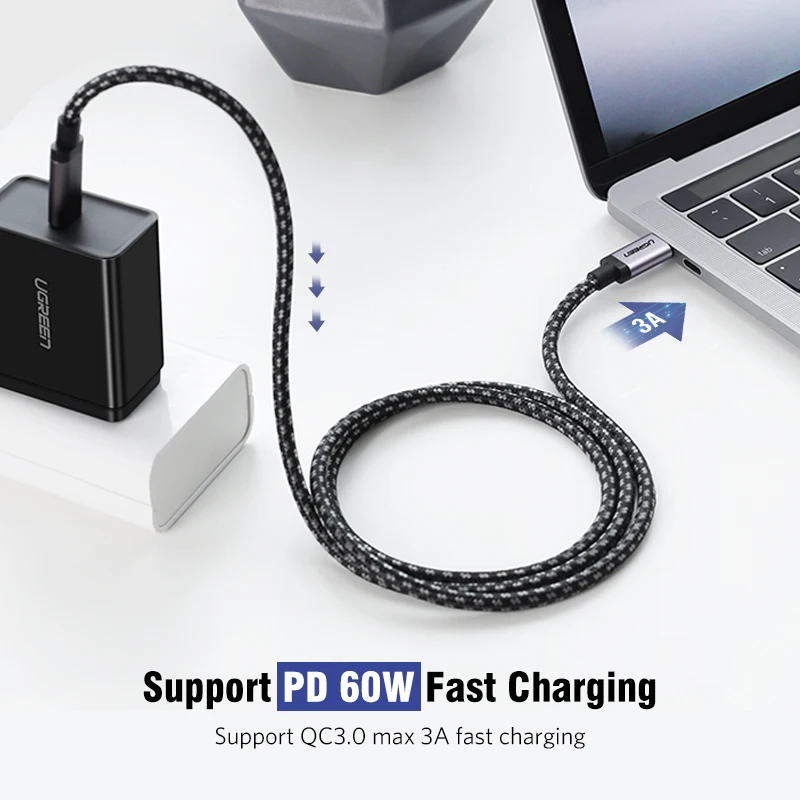 Ugreen Тип USB c 3.1 штекерным Тип-C кабель Мужской быстро Зарядное устройство для сяо 4c