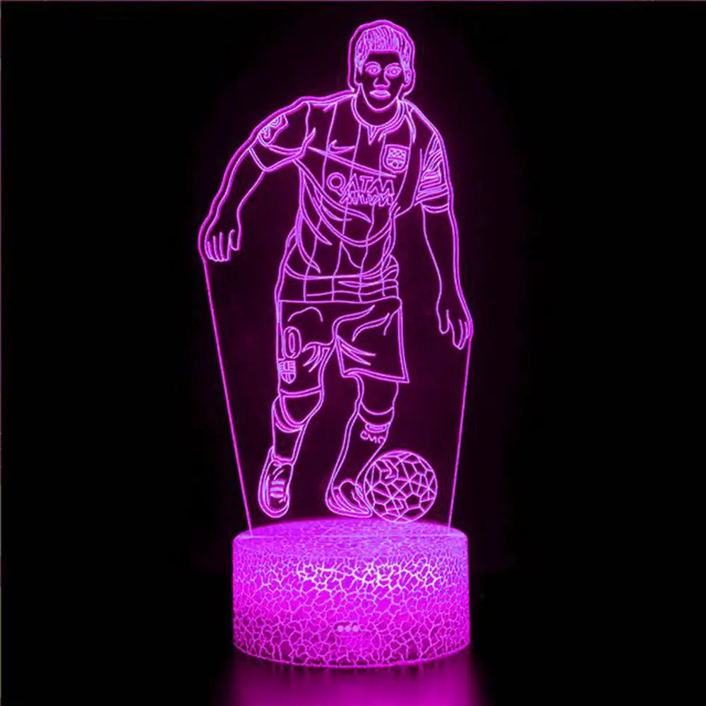 

3D Football Night Light Star World Football Fan Champion Athlete Character Fan Gift Souvenir LED Light Home Furnishing Decoratio