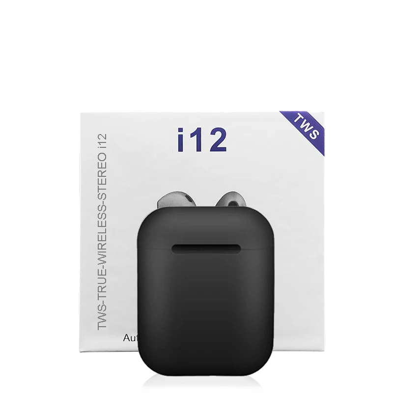 Черный I12 TWS оригинальные беспроводные наушники Bluetooth наушники HIFI бас Bluetooth гарнитура Спортивная сенсорная кнопка с микрофоном PK i10 i7s i9 tws - Цвет: Черный