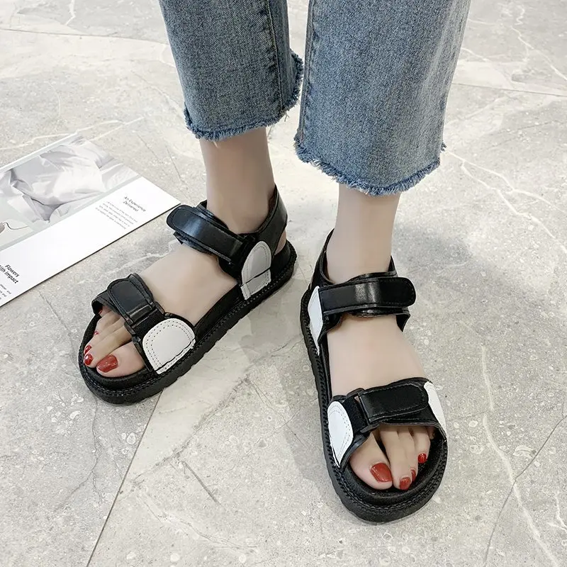 

Fashion Womens Shoes 2021 All-Match Female Sandal Luxury Summer Low Girls Beige New Sports Comfort Flat Casual Fabric Solid PU