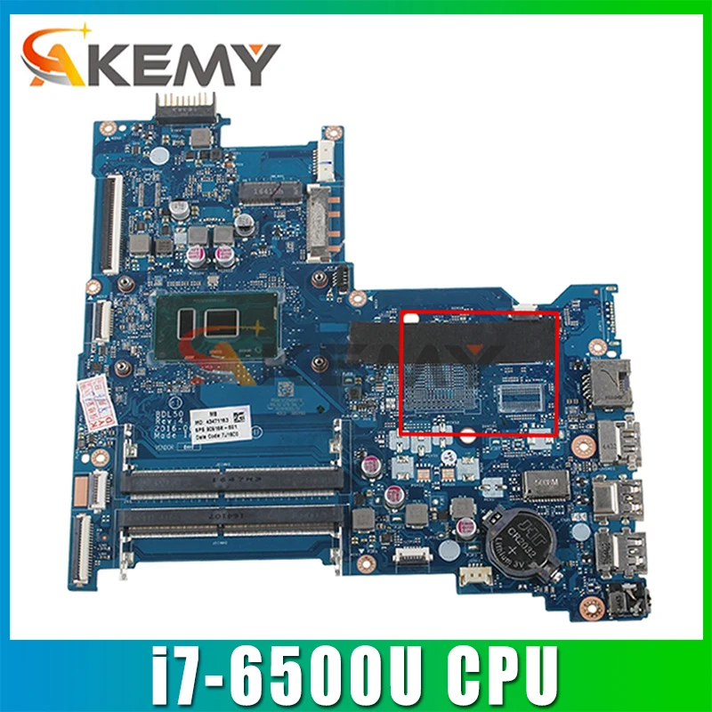 

854934-001 аккумулятор большой емкости для HP 15-AY 15-AC Материнская плата ноутбука 854934-601 BDL50 LA-D704P с SR2EZ i7-6500U Процессор DDR4 мб 100% тестирование Быстрая д...
