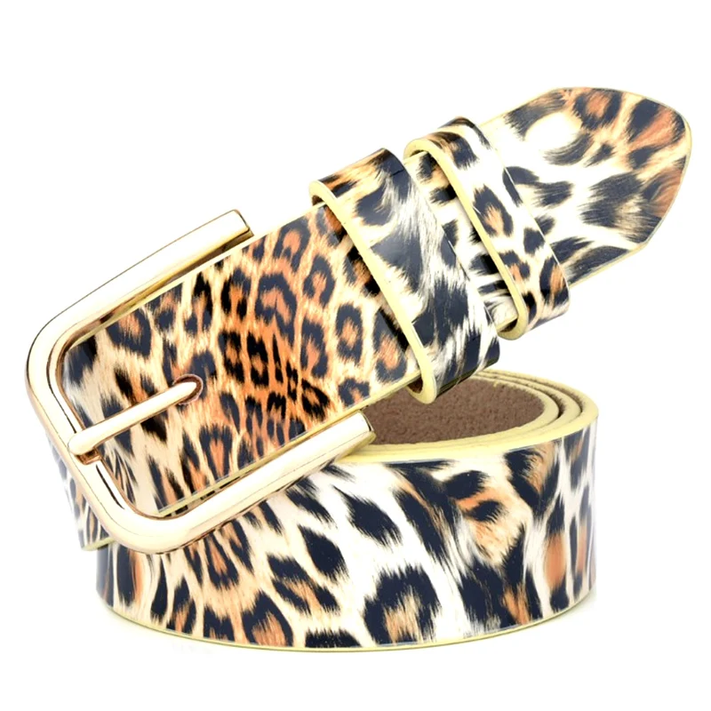 Ремень JXQBSYDK женский с леопардовым принтом роскошный модный кожаный пояс пряжкой