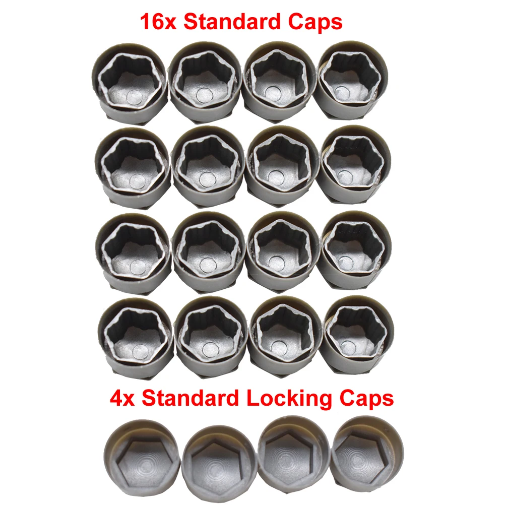 20x Grey Wheel Nut Bolt Cap Full Cover w/ Removal Tool 25mm For Audi A1 A7 A8 TT RS6 Lug Screw Caps Protector Accessories | Автомобили и