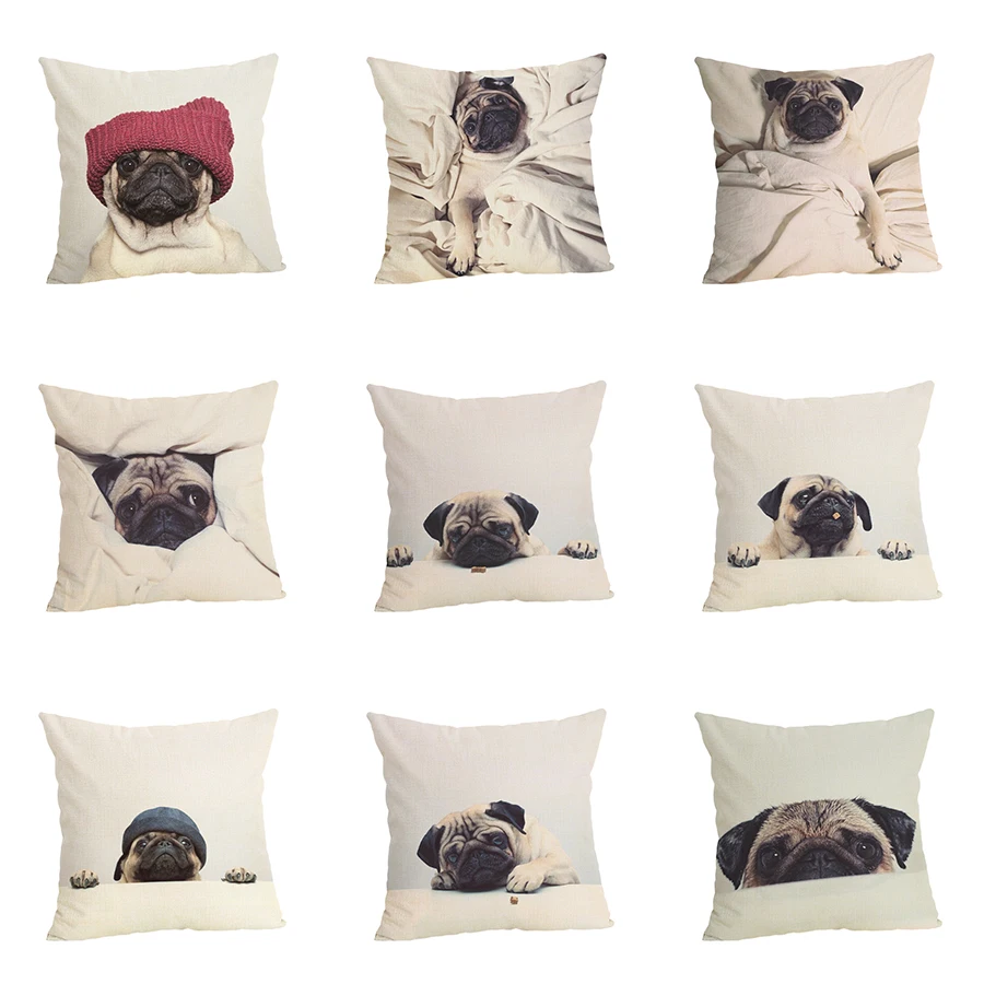 Cartoon Linen Cotton Pillowcase Cute Dog Throw Pillow Cover Cushion For Car/Sofa Home Decor cover 45x45cm | Дом и сад