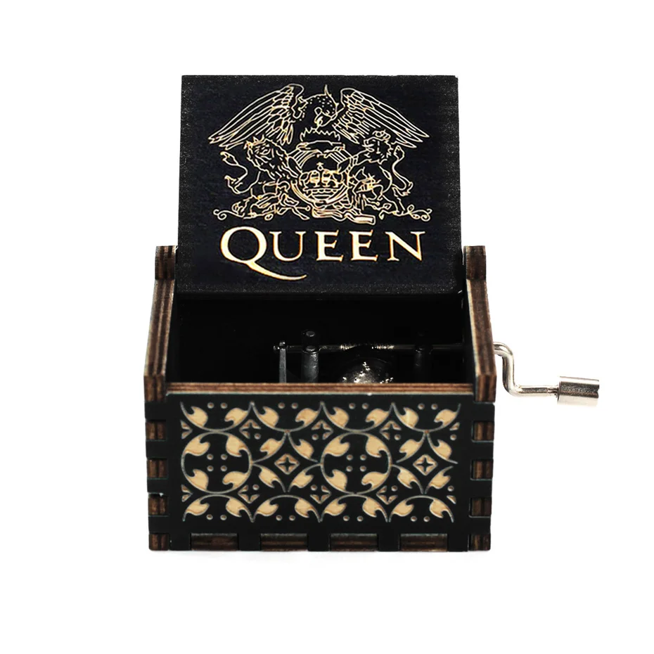 Хит продаж деревянная музыкальная шкатулка с ручкой черная королева парка
