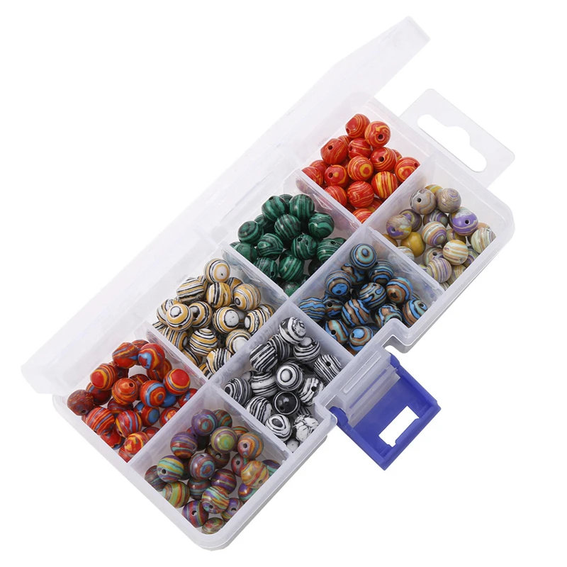 8mm Synthetic Malachite Round Beads Scattered 8 Colors Combination 200 Pcs 1 Box | Украшения и аксессуары