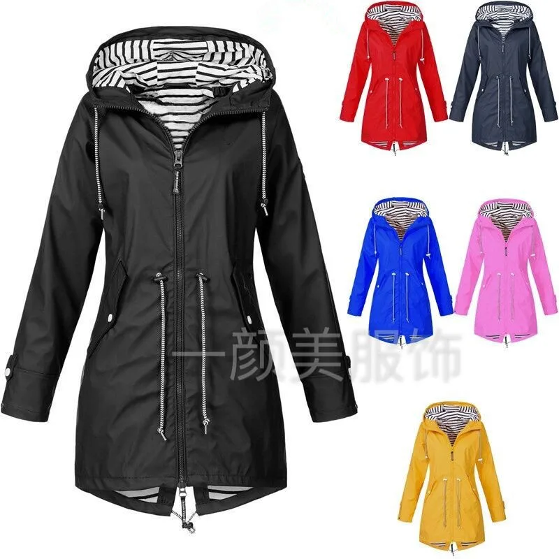 

2021 Women Jacket Coat Waterproof Transition Jacket Outdoor Hiking Clothes Lightweight Raincoat Women's Raincoat