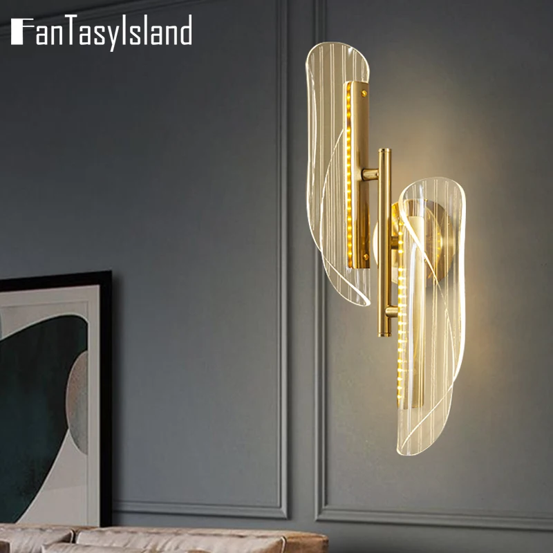 

NEW 95-265V Acrylic Led Wall Lamp Bedroom Light Sconce Luminarias Indoor Lighting Home Stair Light Bathroom Luminaria Walllamp