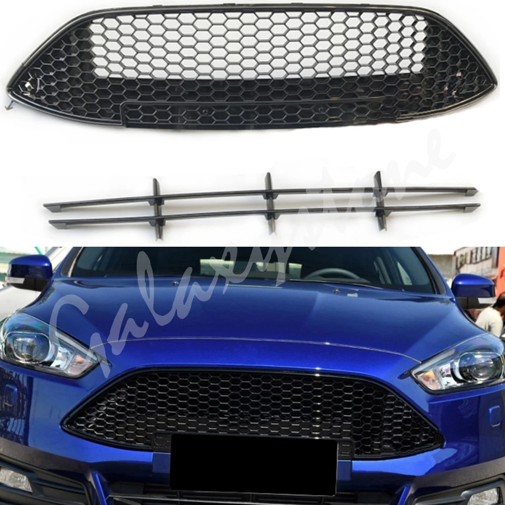 Передняя Центральная сотовая сетка решетка бампера подходит для Ford Focus Верхняя и нижняя решетка