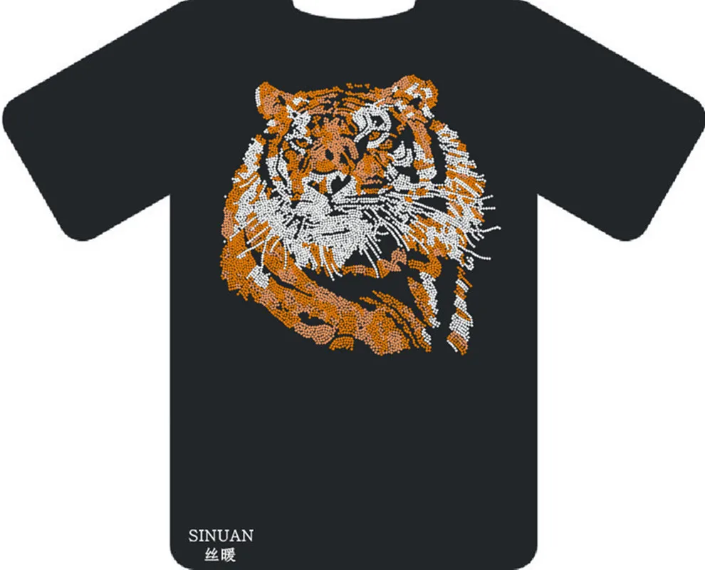 Тигр стразы мотив футболка горячей фиксации кристалл на заказ Стразы наклейки