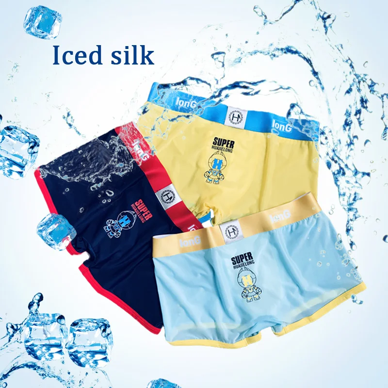 

3 Piece Mens Boxer Shorts Personality Boxer Man Ice Silk Men Underwear Summer Breathable Thin Section Men's Underpants 2020 New