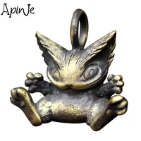 apinje brass animal pendant necklace for men cat punk male gothic jewelry