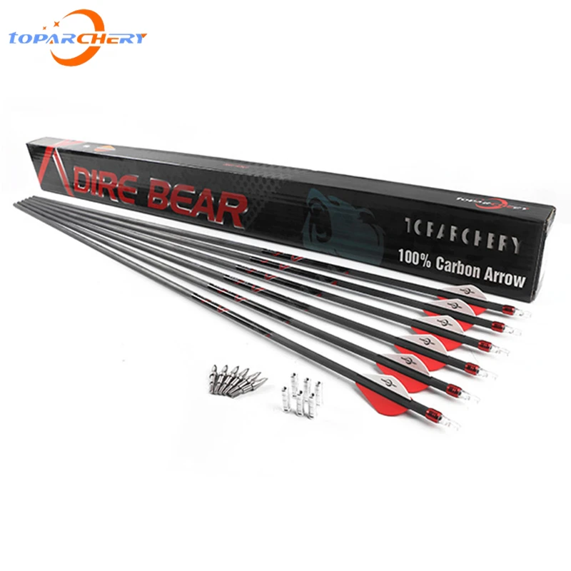 Стрела для стрельбы из лука чистого углерода 32 дюйма позвоночник 300/350/400 ID 6 2 мм