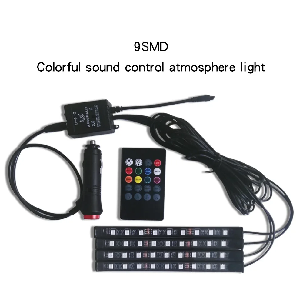 

Car Interior atmosphere lamp LED car foot atmosphere lamp remote control RGB seven-color light DJ modified indoor lights
