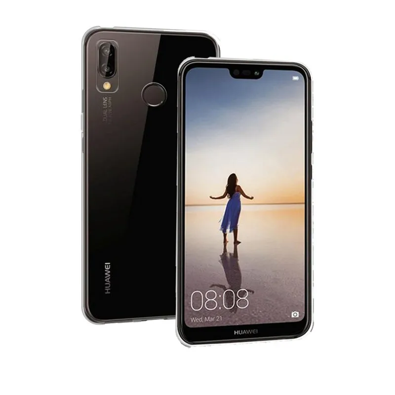 Прозрачная задняя крышка для мобильного телефона Huawei P20 Lite 2018/2019 чехол мягкий TPU