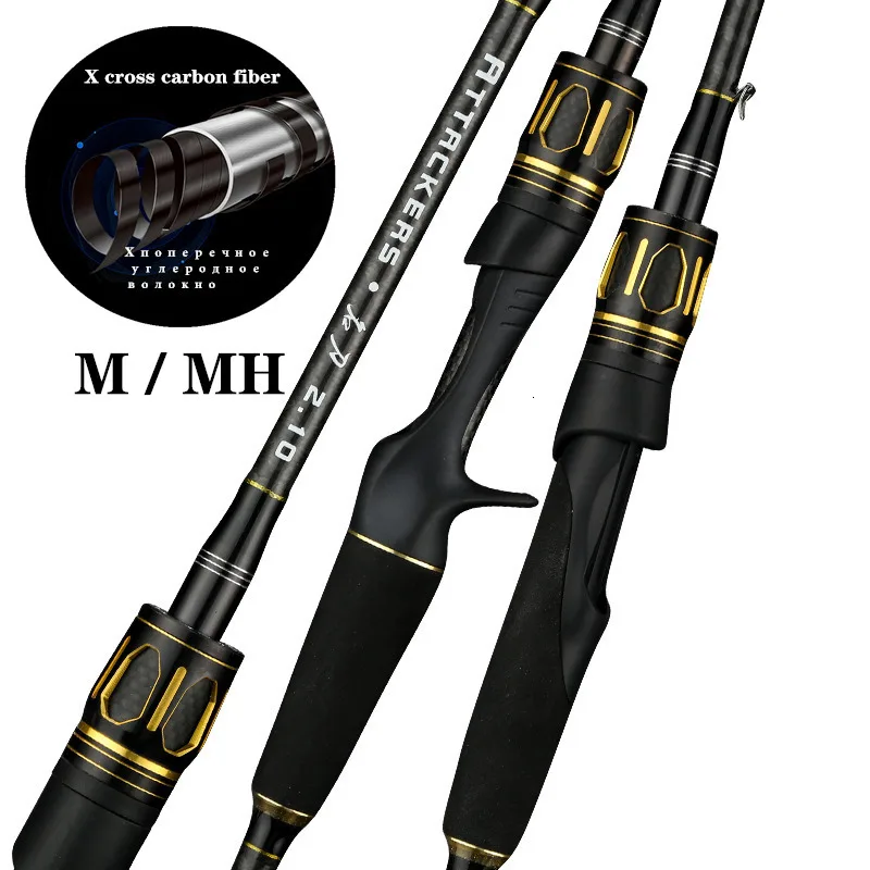 

1.98m 2.1m 2.4m M/MH Powerful Carbon Fiber Fishing Rod Casting Spinning Universal Pole 2 Sections Super Hard sea freshwater