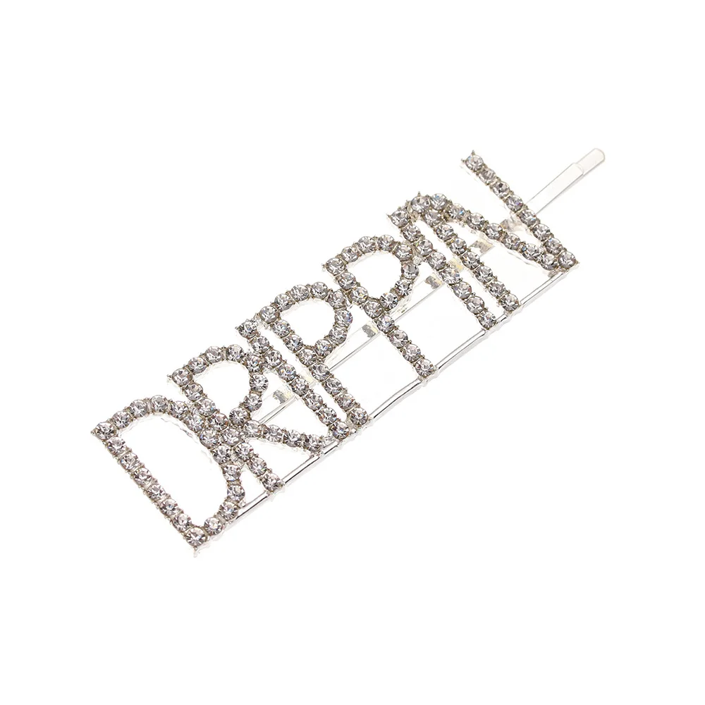 DRIPPIN 1 шт. модные буквы слова Стразы хрустальные шпильки для волос заколки для волос булавка орнамент заколки-пряжки аксессуары для укладки волос - Цвет: DRIPPIN