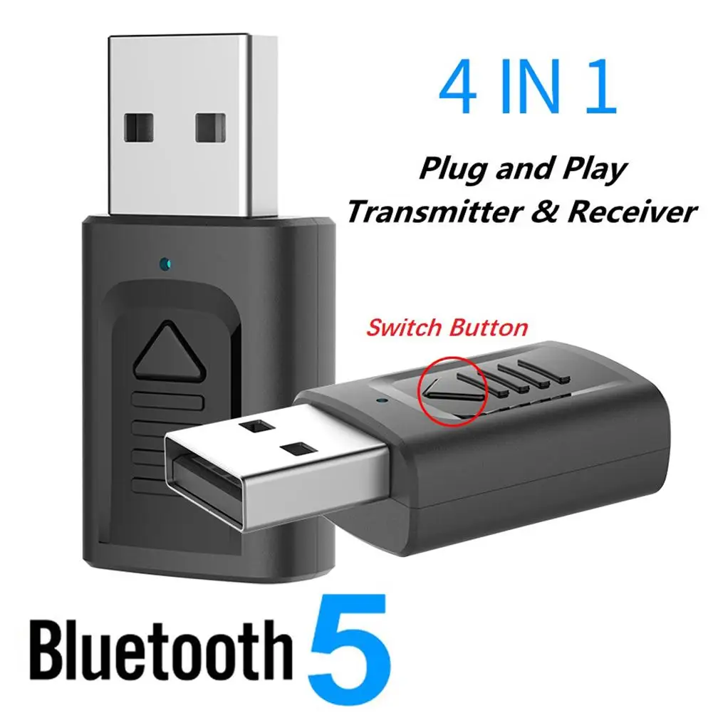 USB 4-в-1 Bluetooth 5 0 Беспроводной аудио передатчик приемник для ПК ТВ наушники дома