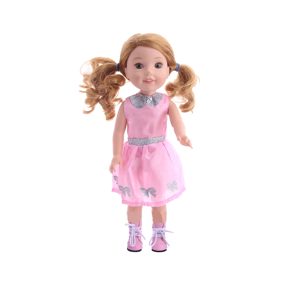 Платье принцессы LUCKDOLL + очки кожаные ботинки подходящие для 14 5 американские