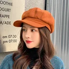 Женская однотонная шерстяная твидовая восьмиугольная шляпа, женский корейский берет для девушек, универсальный Повседневный разноцветный Британский берет