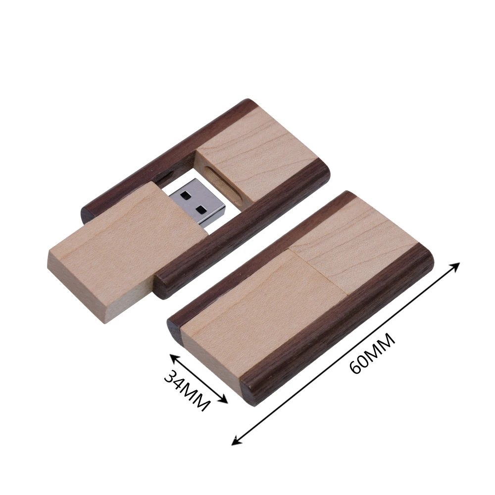 

Real Capacity Wooden USB 2.0 flash drive 4GB 16GB 32GB 64GB pendrive U disk memory stick with metal keychain for wedding gifts