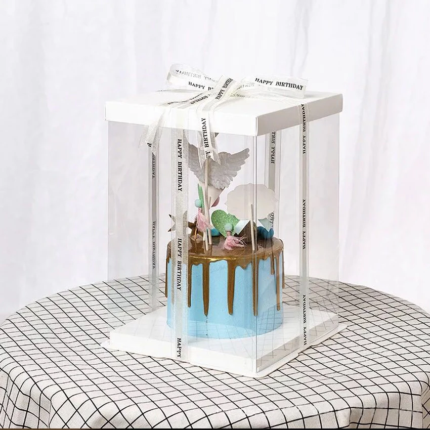 Прозрачная упаковочная коробка из ПВХ оптовая продажа Подарочная для торта
