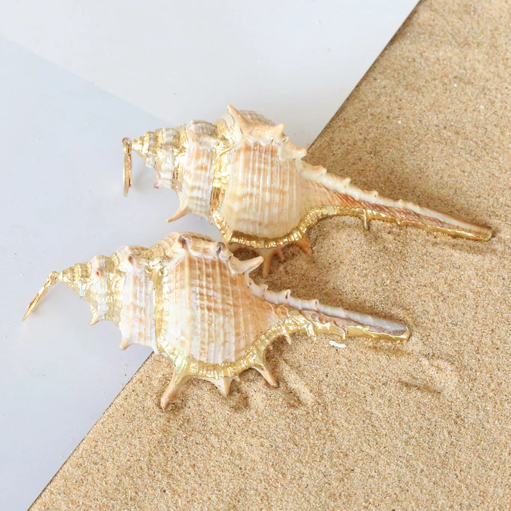 

OE Bohemian New Shell Earrings Woman Retro Conch Gold Color Fashion Pendant Earrings Jewelry