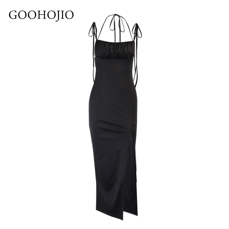 

GOOHOJIO 2021 New Spring and Autumn Backless Sling Dress women Simplicity women Buttocks dresses Sexy party dress for women