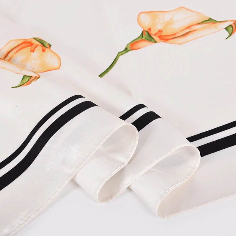 [BYSIFA] Новый бежево белый шелковый шарф шаль женская элегантная осенне зимняя