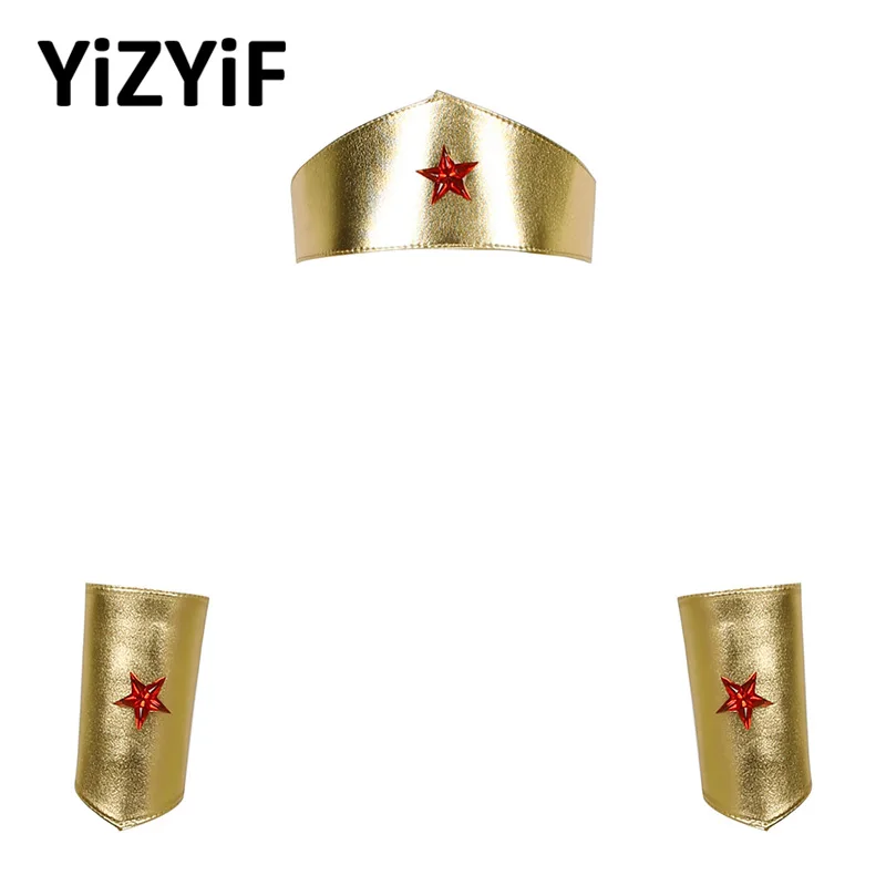 

Женский костюм для ролевых игр из фильма, набор блестящих металлических звезд, Декор, тиара, головной убор, манжеты, аксессуары для косплея н...