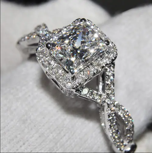 Посеребренное 1.2ct 7 мм AAAAA фианит обручальное кольцо для юбилея изысканное
