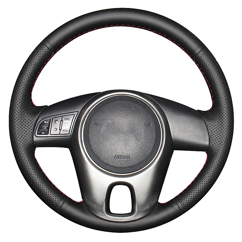 

Black Genuine Leather Hand-stitched Car Steering Wheel Cover For Kia Forte 2009-2014 Soul 2010-2013 Rio 2009-2011
