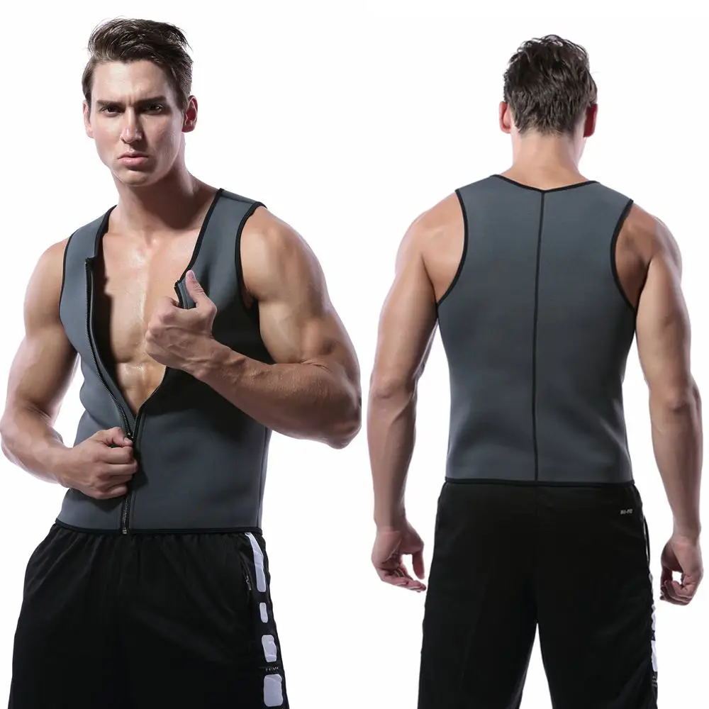 Men's Slimming Body Shaper Neoprene Vest Zipper Sweat Shirt Men Waist Trainer Shapewear Top Shapers Weight Loss Clothing Male