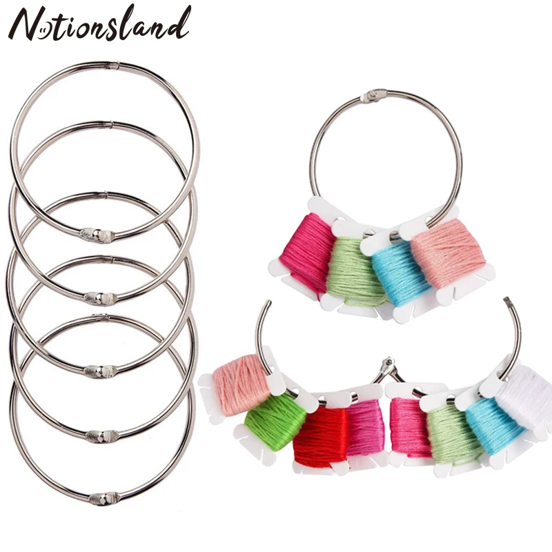 2-10Pcs Stainless Steel Floss Bobbin Rings Thread Organizer Cross Stitch Embroidery Thread Bobbins Ring for DIY Sewing Crafts