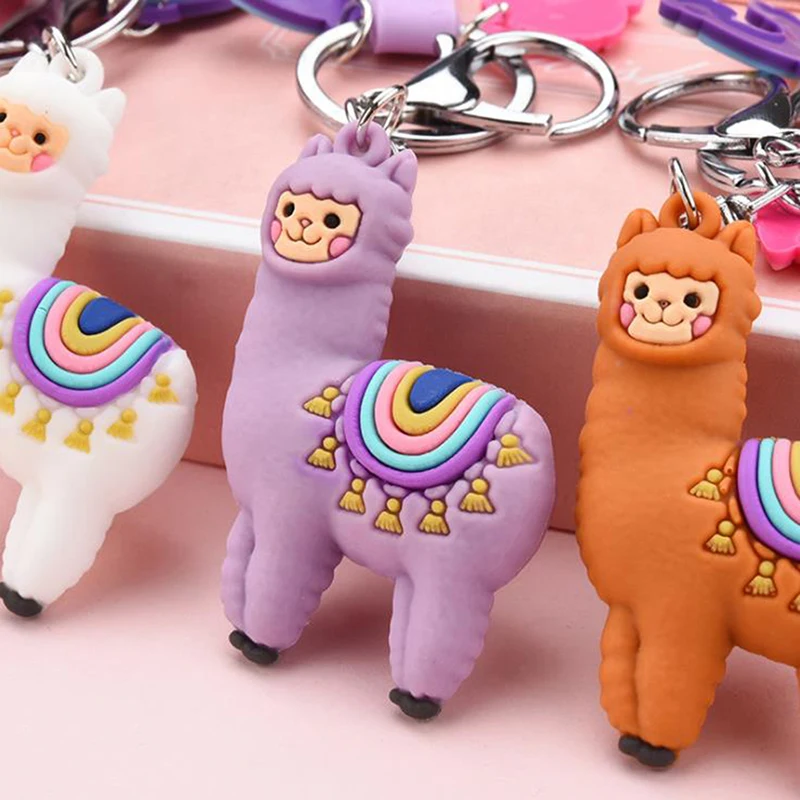Новый мультяшный брелок Альпака Радужный корпус и многоцветный искусственная