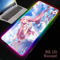 large gaming glow mousepad anime darling in the franxx rgb mouse pad xxl computer mat led backlit mat mause carpet desk mat