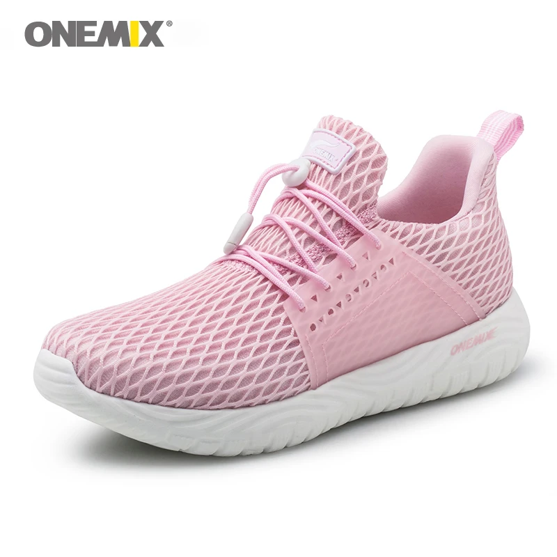 Мужские и женские кроссовки ONEMIX розовые сетчатые дышащие для бега прогулок