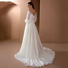 Женское шифоновое свадебное платье UZN, элегантное ТРАПЕЦИЕВИДНОЕ платье невесты с длинными рукавами-фонариками, со складками